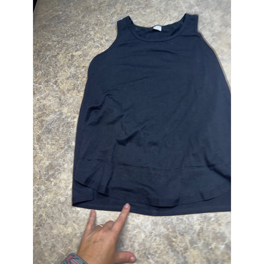 Wiholl Womens Black Sleeveless Scoop Neck Tank Top Layered Hem Casual Size M